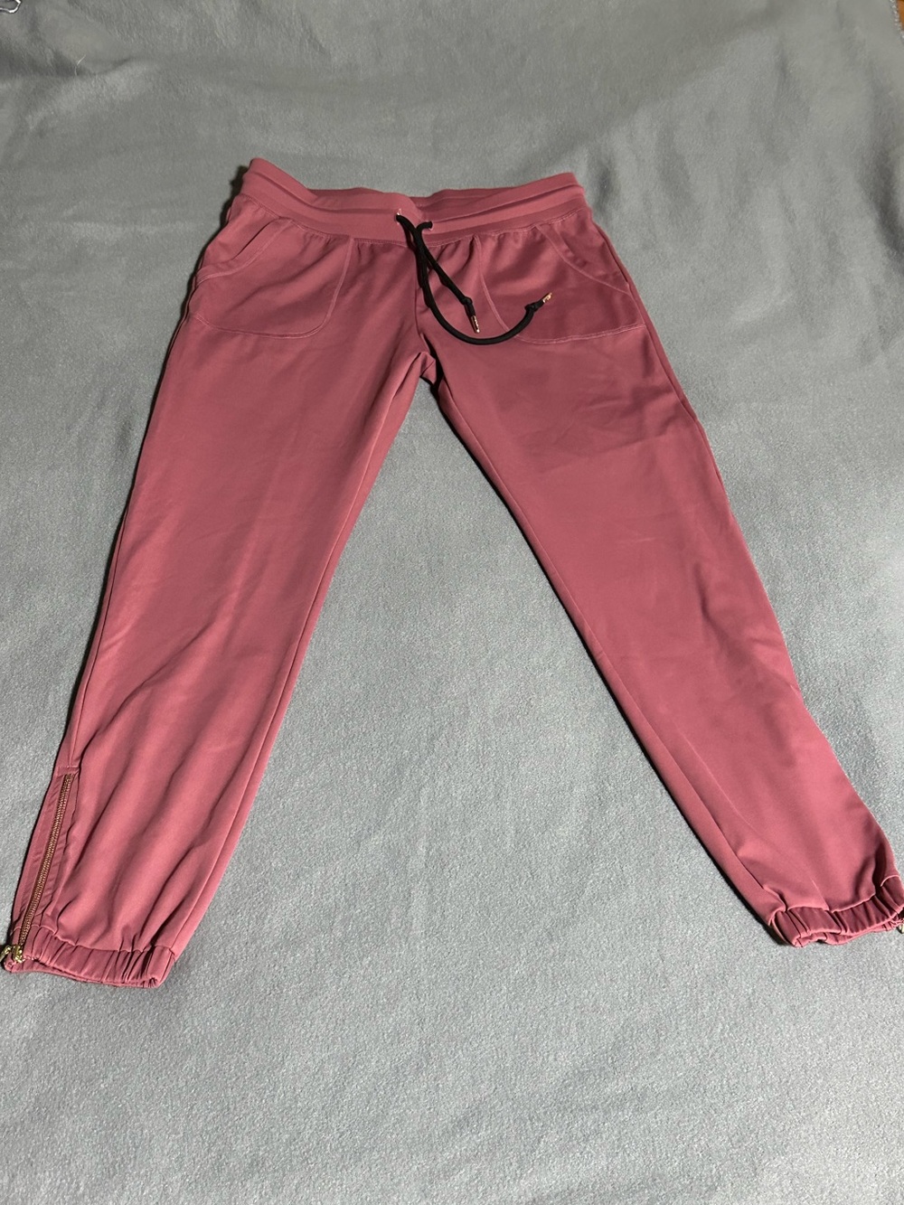 ZYIA Dusty Rose Jogger Pants with Black Drawstring